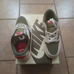 Nike Olive Green and White Sneakers